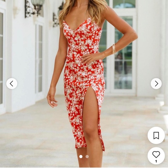 Hello Molly Dresses & Skirts - Hello Molly Red Floral Midi Dress